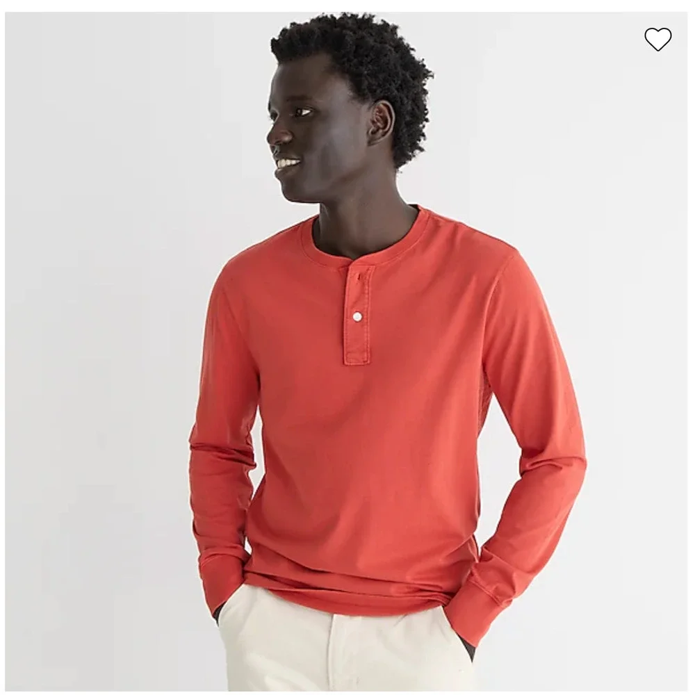 NWT J. Crew Men's Crimson Maple Red/Maroon Broken-In Henley Shirt